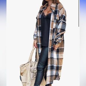 Oversized brown plaid shacket